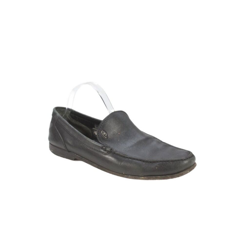 Brioni Mens Slip On Round Toe Leather Loafers Black Size 11